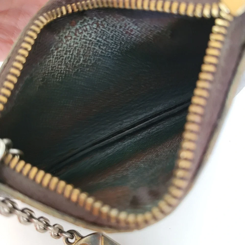Louis Vuitton Monogram Pochette Cles Key Pouch Brown Canvas Coin Purse Zippy